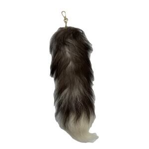 Brown And Silver Fox Tail With Clip, Key Ring, Keychain, Tassel, Bag Tag {W}